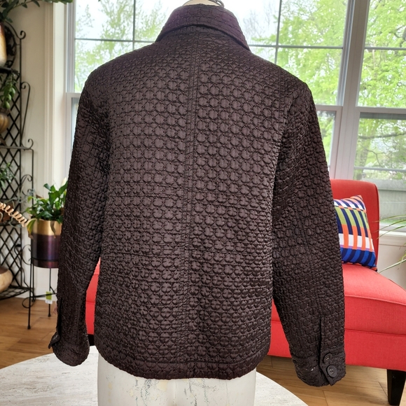 Chico’s- Dark Brown Quilted Button Front Jacket  Chico's Size 1 - Picture 4 of 9